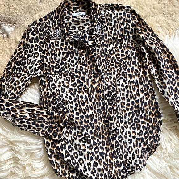 Equipment Leopard Print Crystal Button Down Shirt - Picture 4 of 7